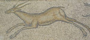 image of Byzantine-era mosaic of gazelle in Caesarea, Israel